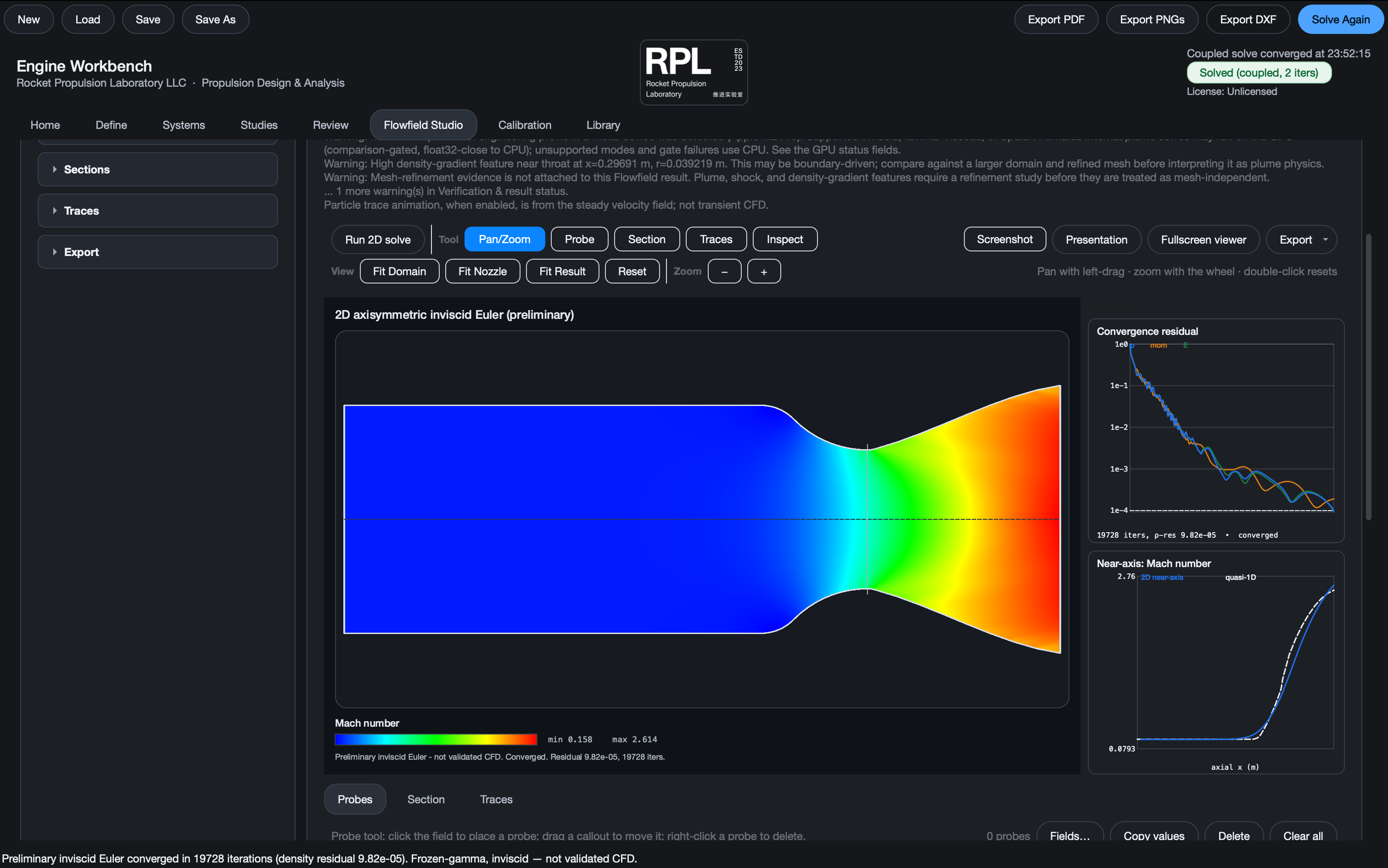 Flowfield Studio steady visualization with viewer toolbar and verification