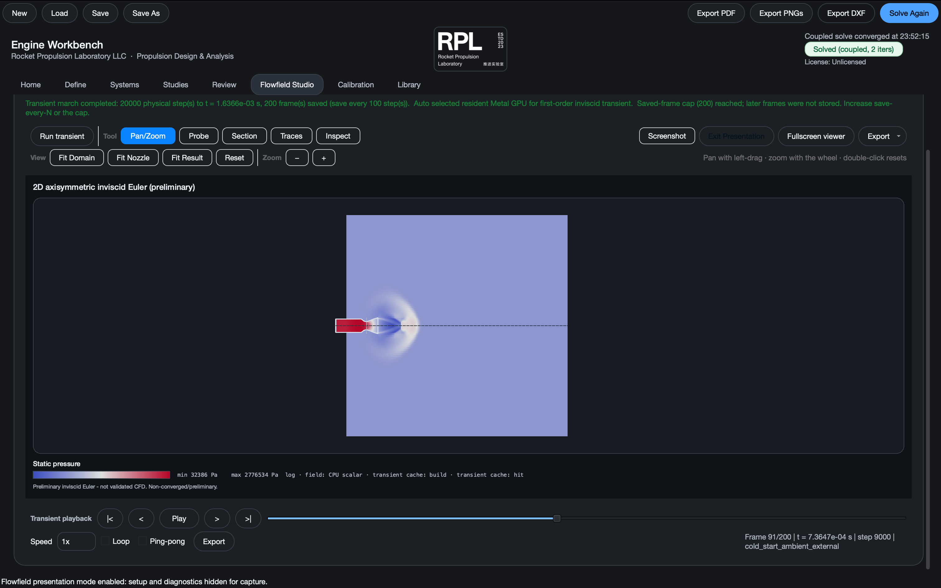 Flowfield Studio transient playback controls
