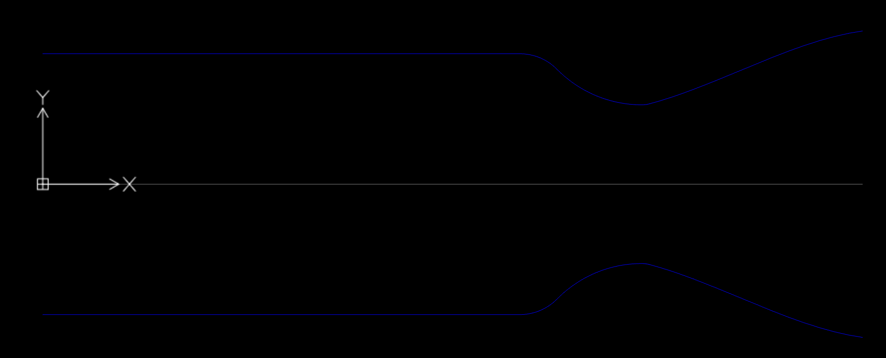 Nozzle contour exported as DXF geometry for CAD handoff