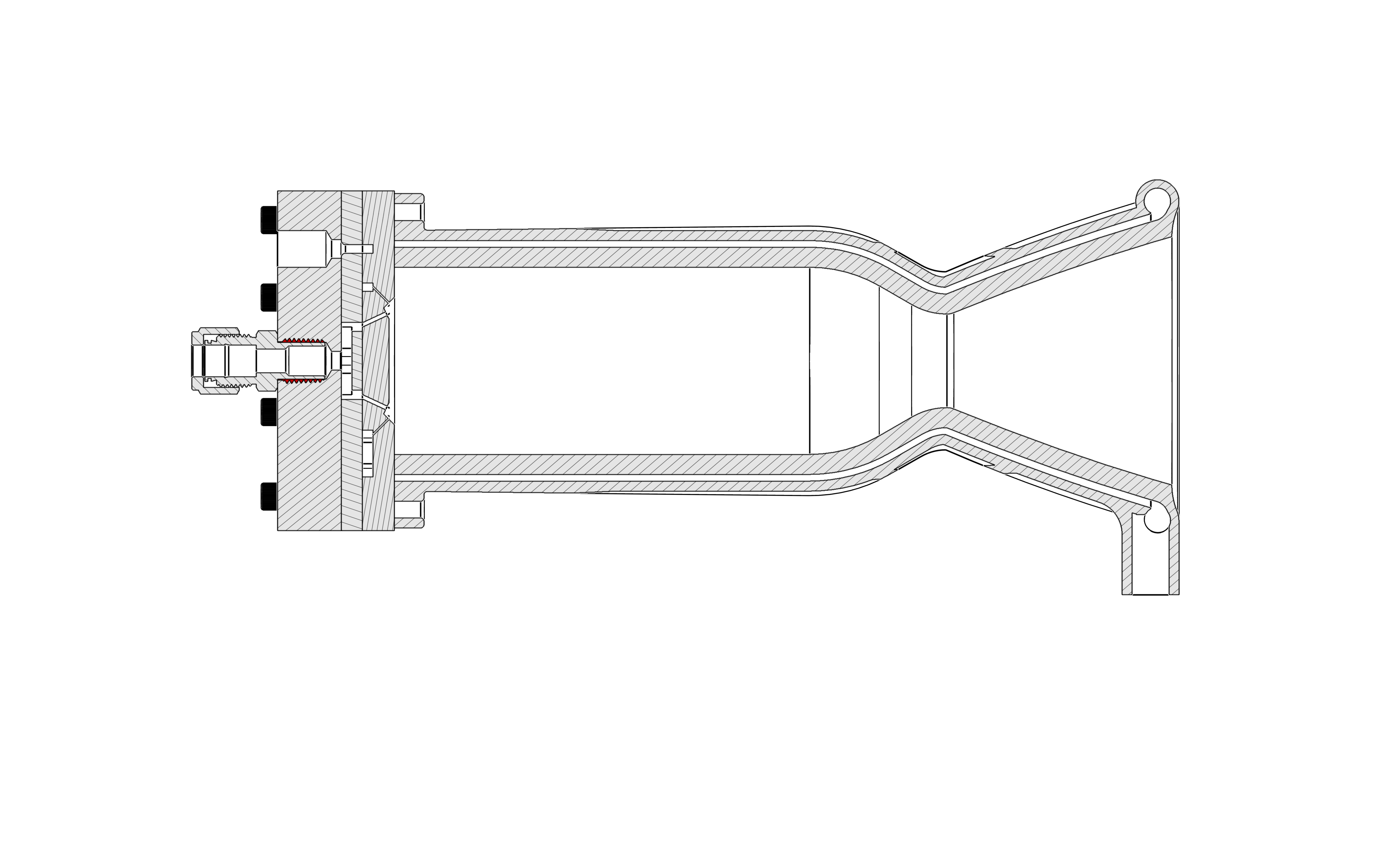 Rocket nozzle with regenerative cooling cross section