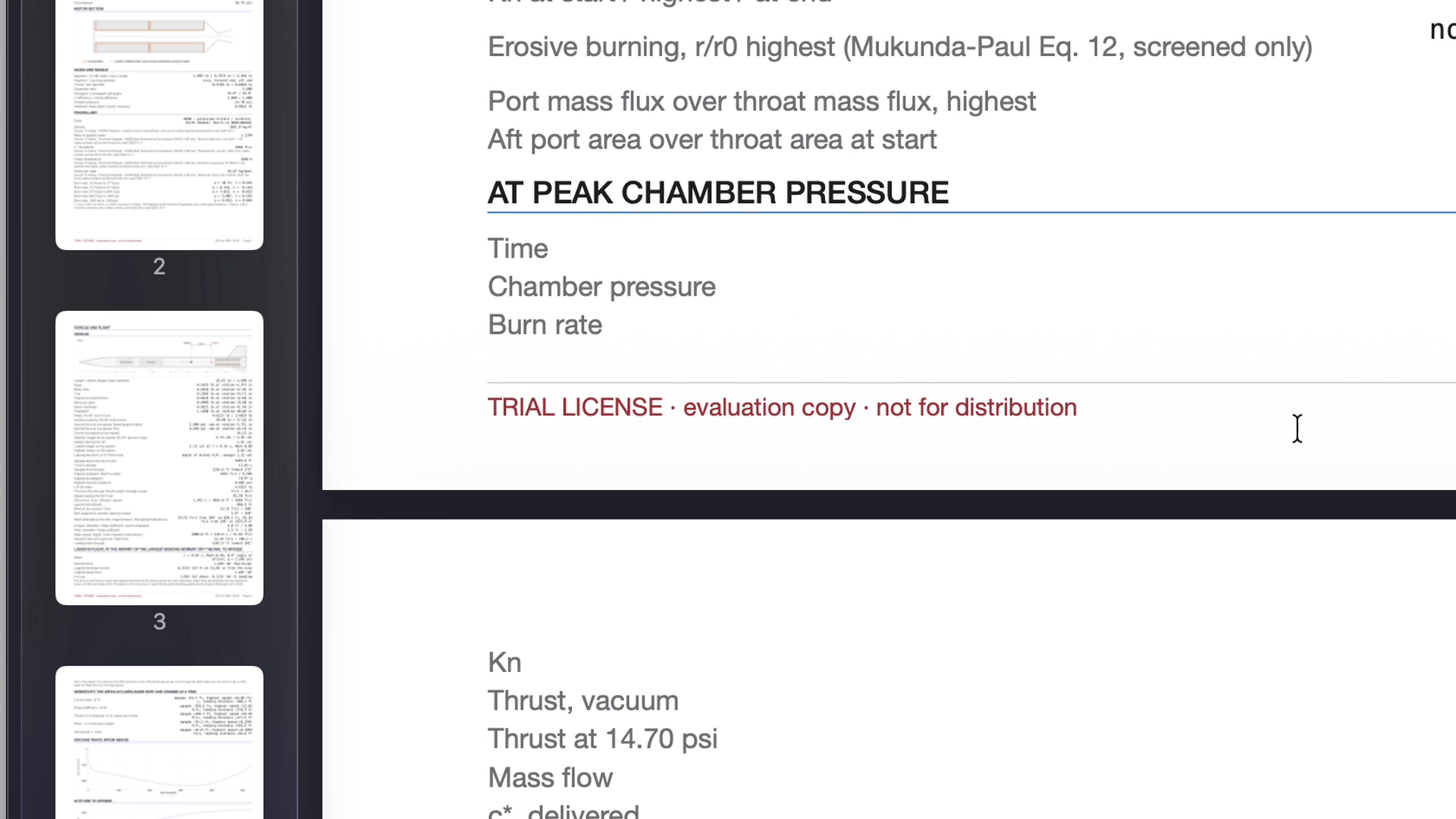 Footer of the exported PDF report reading TRIAL LICENSE, evaluation copy, not for distribution